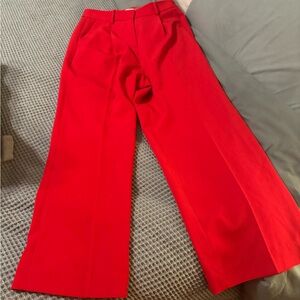 Calvin Klein Vibrant Red Wide-Leg Pants